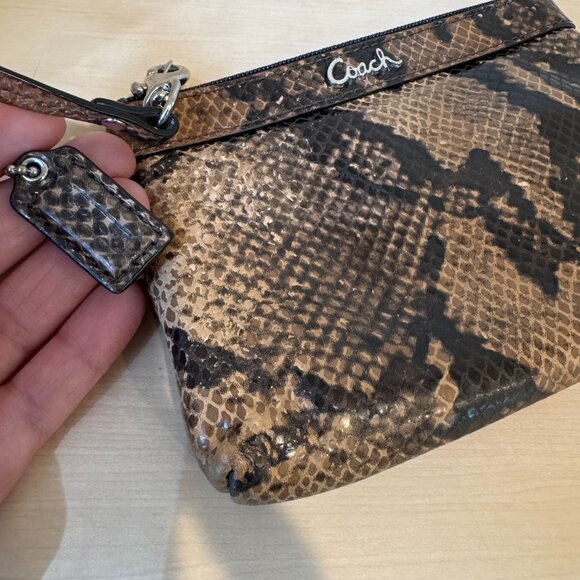 Coach Snakeskin Pattern Patent Leather Wristlet – Gently Used - Picture 4 of 10